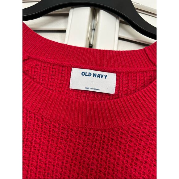 Old Navy Chunky Knit Red Pullover Sweater, Size Large - Picture 2 of 6